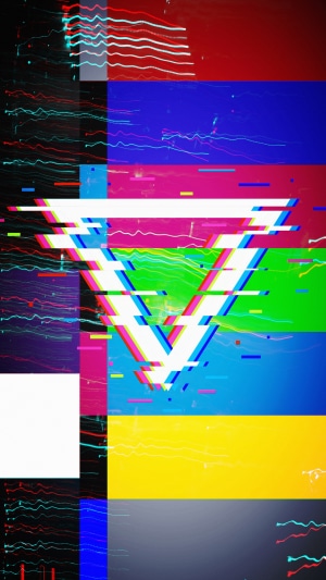 Abstract digital art with triangle and glitch effects