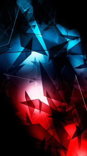 Abstract digital art with red and blue geometric shapes