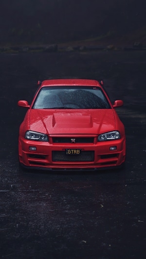 Red Nissan GTR Sports Car Front View