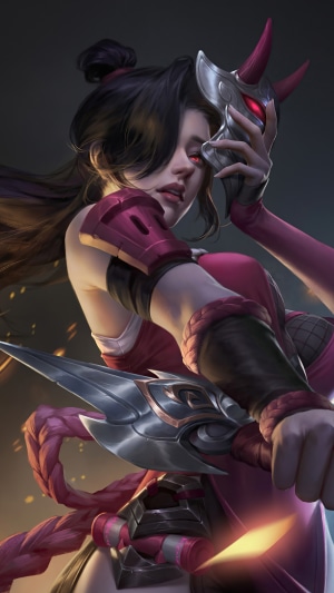 Anime girl with mask and daggers