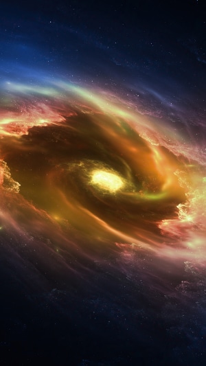 Digital art of a swirling galaxy with stars