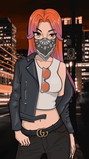 Anime girl with bandana and leather jacket
