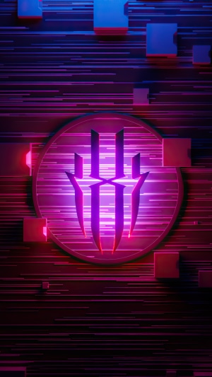 Abstract digital art with glowing logo