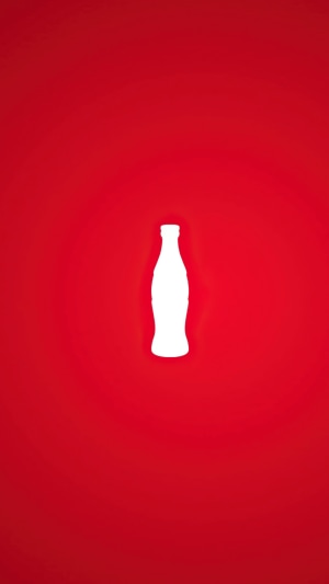 Coca-Cola bottle silhouette on red background