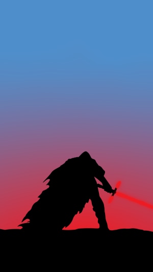 Kylo Ren from Star Wars with a red lightsaber