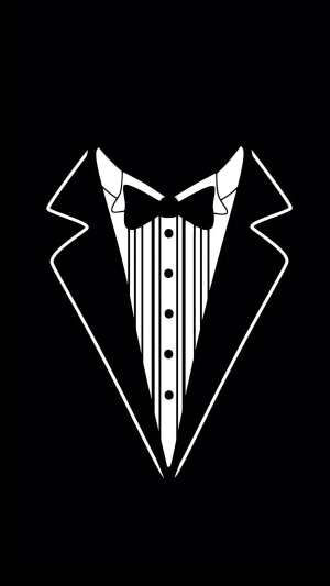 Minimalist tuxedo with bow tie and striped shirt