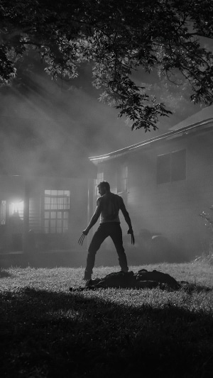 Wolverine from X-Men in monochrome