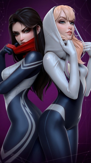 Silk and Gwen Stacy from Marvel Comics