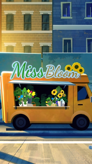 Miss Bloom flower truck with sunflowers