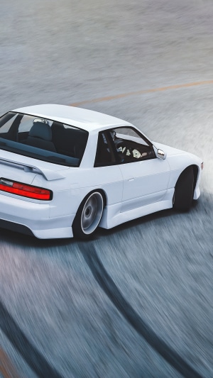 White Nissan Silvia S13 drifting in Assetto Corsa Competizione 4K