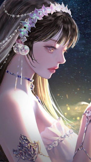 Digital art of a woman with flowers in her hair