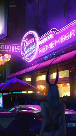Neon Script Hollywood Remember Artwork
