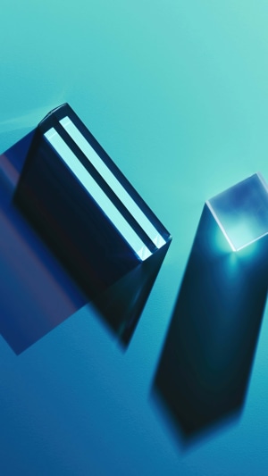 Abstract digital art with geometric shapes and neon lights