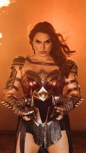 Wonder Woman holding helmet