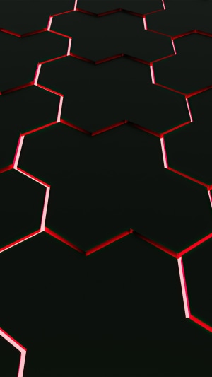 Abstract 3D Hexagonal Pattern with Red Glow