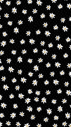 Abstract black background with white flowers
