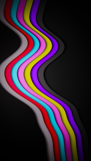 Abstract colorful wavy lines on black background 4K