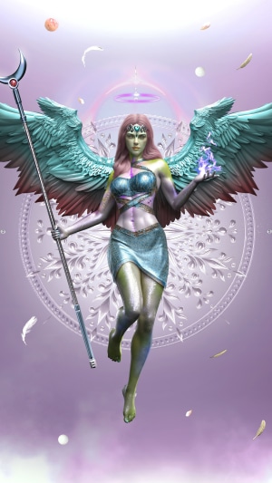 Angel with staff and magic 4K