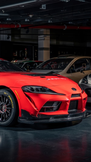 Red Toyota Supra GT4 race car