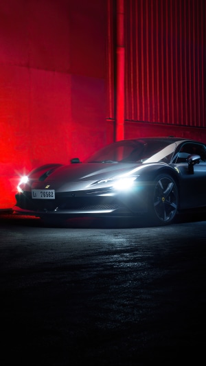 Ferrari SF90 Stradale with red lighting