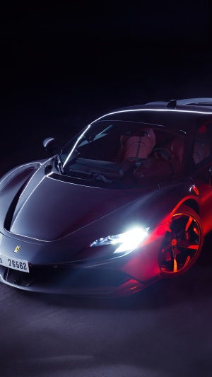 Ferrari SF90 Stradale with red lighting
