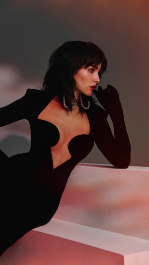 Olivia Culpo in a black dress