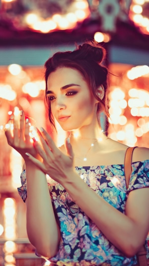 Girl with fairy lights