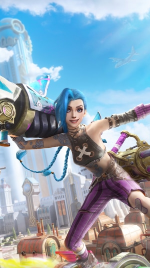Jinx from League of Legends with large weapon