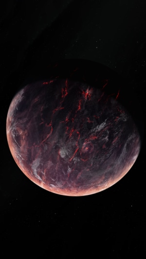 Digital artwork of a volcanic planet