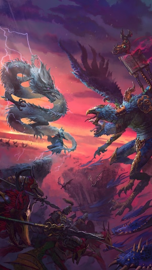 Total War Warhammer 3 Dragon vs Gryphon Battle Art