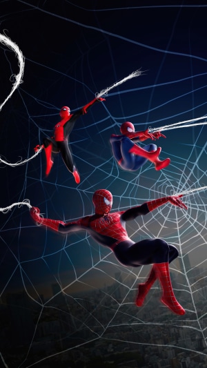 Three Spider-Men on a Web