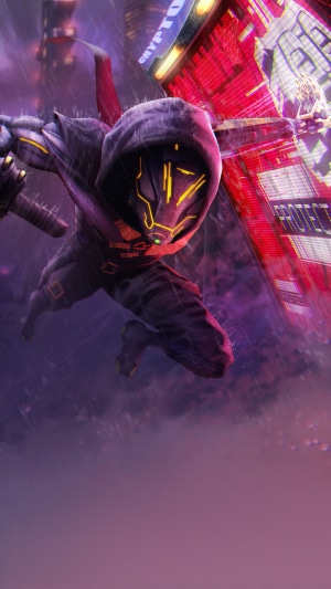 Ghostrunner in a futuristic city