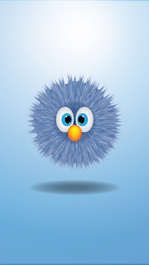 Fluffy blue creature with big eyes