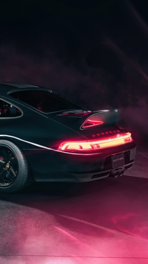 Porsche 911 rear view with red lights