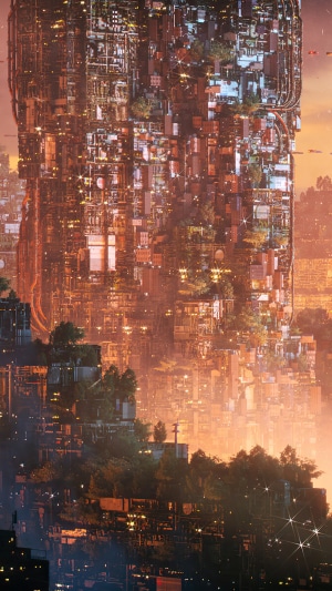Sci-fi city artwork with futuristic architecture
