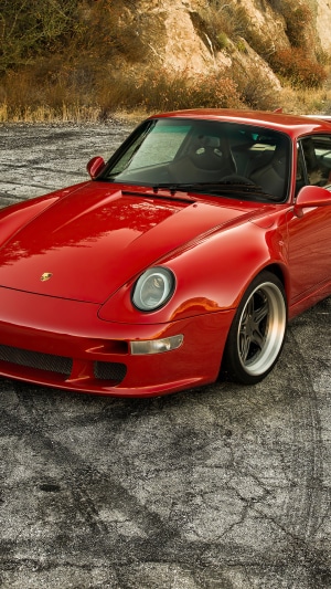 Red Porsche 911 400R on Cracked Asphalt