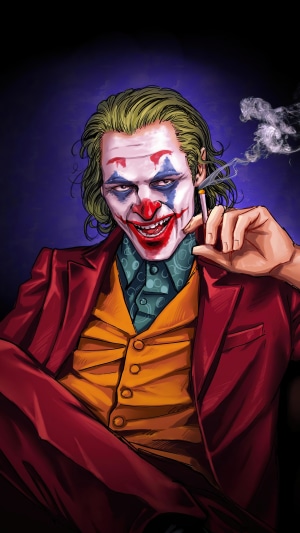 The Joker from DC Comics smoking a cigarette