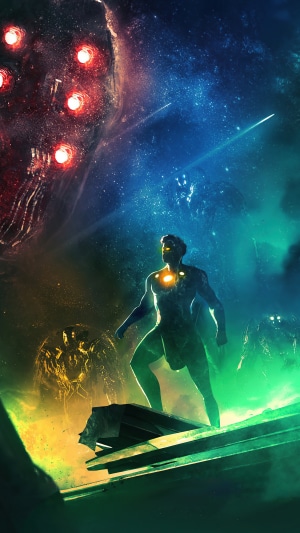 Ikaris from Eternals in space with Celestials