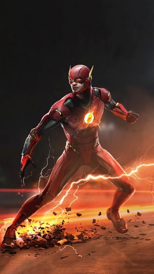 The Flash running with lightning