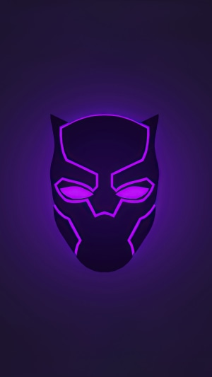 Black Panther mask with purple neon outline