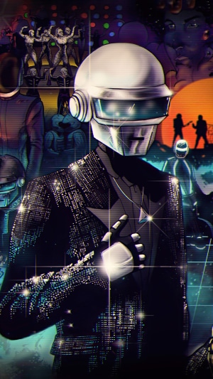 Daft Punk artwork with robots and dancers