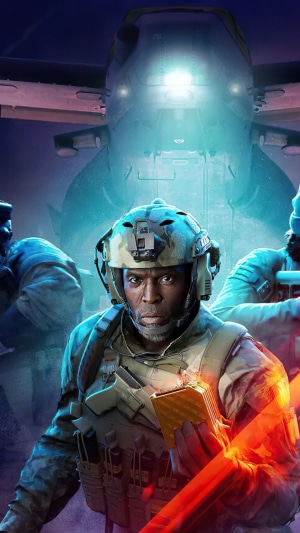 Soldiers in front of a helicopter in Battlefield 2042 4K