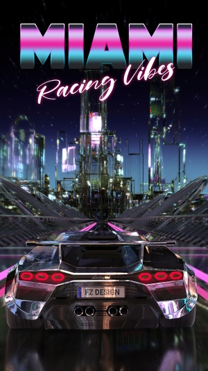 Miami Racing Vibes Retrowave Artwork