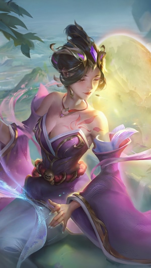 Fantasy girl with purple dress and crown