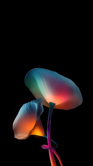 Abstract digital art of glowing flowers