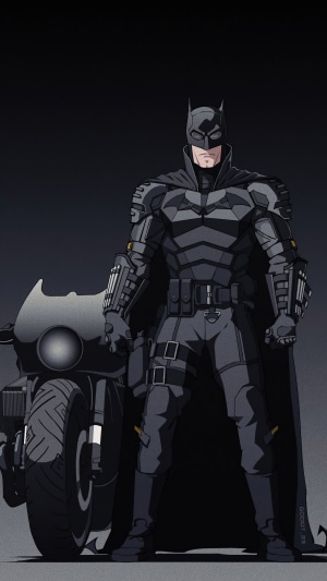 Batman from DC Comics with his Batcycle