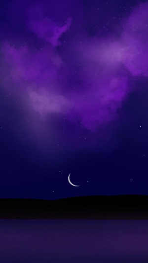 Purple Nebula with Crescent Moon
