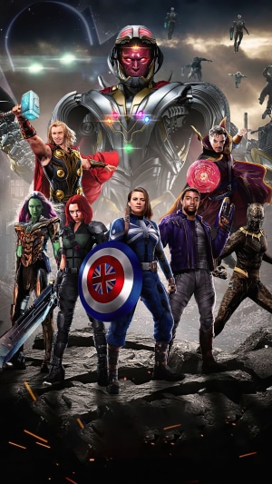 Avengers What If...? Ultron Vision, Thor, Doctor Strange, Gamora, Black Widow, Captain Carter, Black Panther