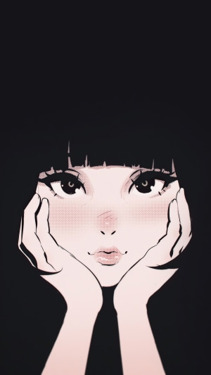Anime girl with black hair and large eyes