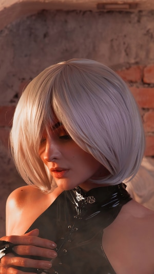 Cosplayer dressed as 2B from Nier: Automata